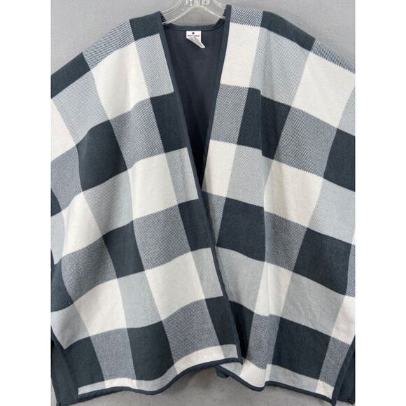 Woolrich Wrap Womens One Size Poncho‎ Gray Buffalo Plaid Reversible Scarf - Picture 2 of 10
